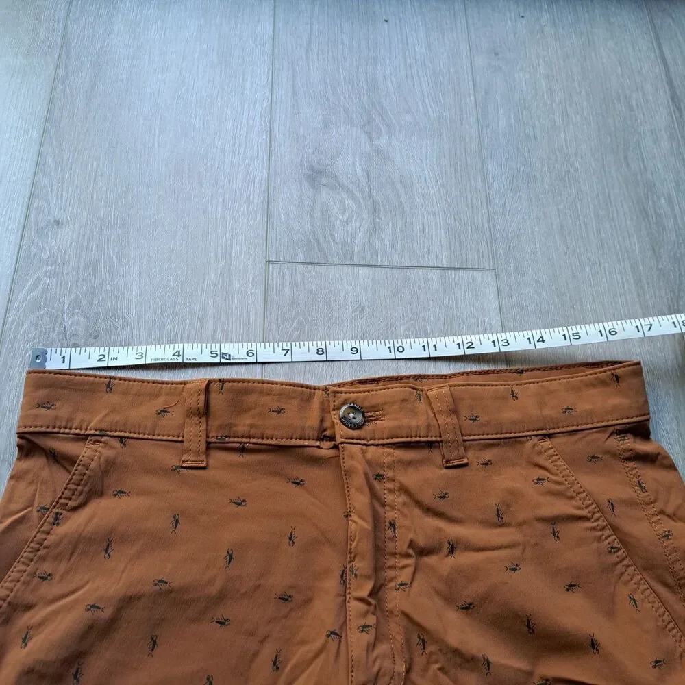 Eddie Bauer Travex Shorts Men’s‎ 33 Brown Fish Graphics Chino Nylon Spandex